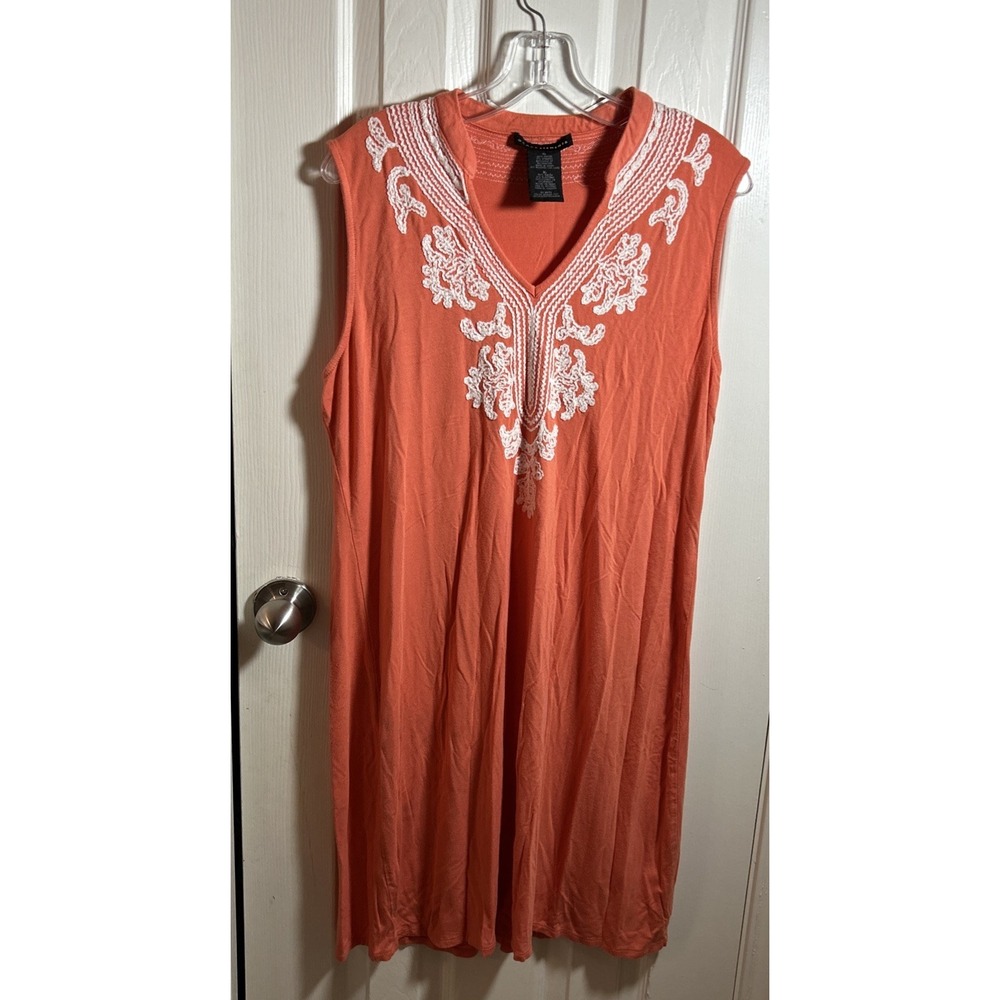 Grace Elements Tank Dress XL Womans Knit Embroidered Sleeveless‎